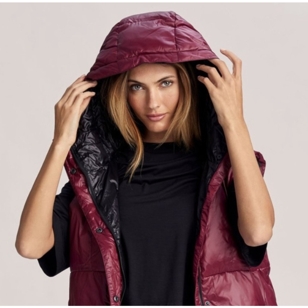 Anthropologie Varley Silverlake Gilet Longline Puffer Vest Red Small Oversized - Picture 3 of 13